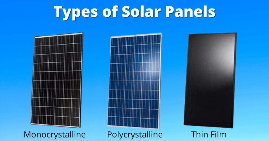 types of solar panels for solar system installation
